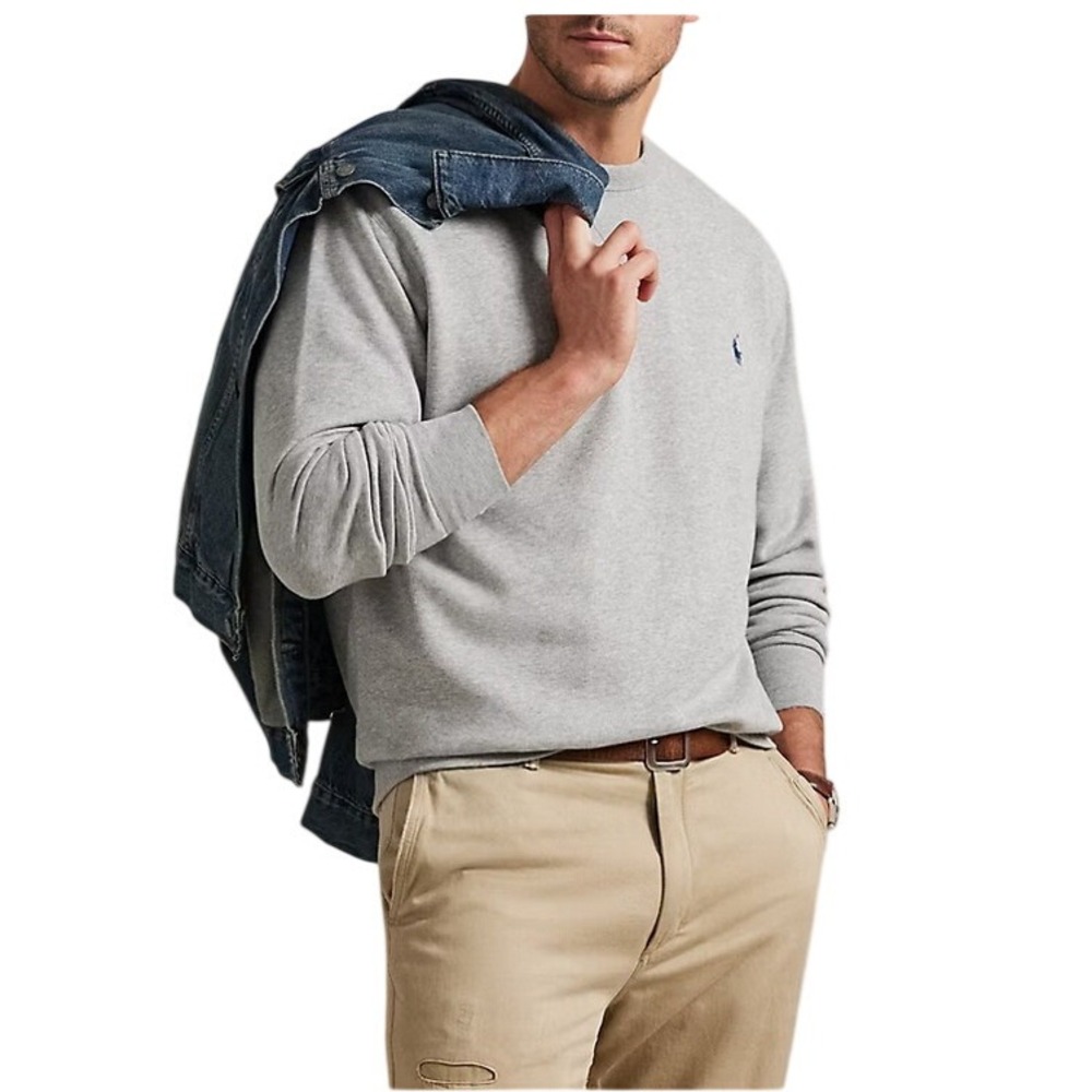 Polo‎ Ralph Lauren Mens 3XLT Large Gray Crewneck Fleece Sweatshirt Pony Logo NEW